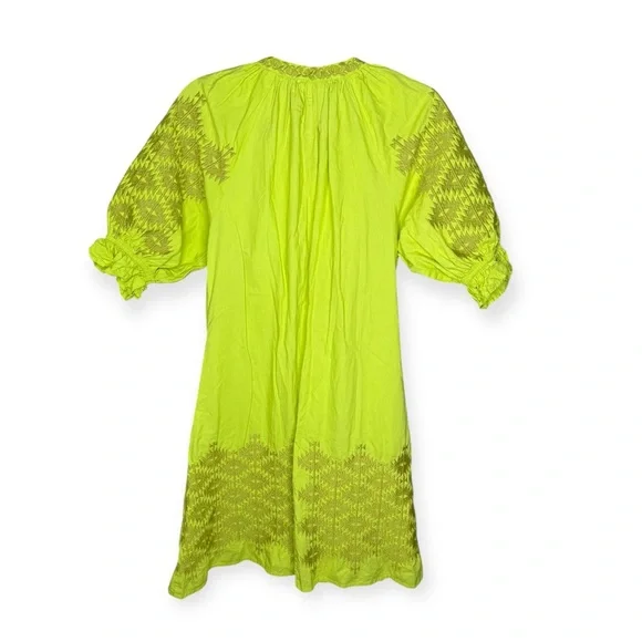 Julia Amory 𖤗 Coatue Mademoiselle Short Sleeve Embroidery Dress 𖤗 Chartreuse 𖤗 M - Picture 14 of 16